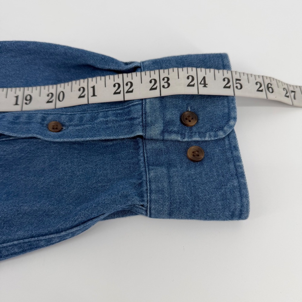 Croft & Barrow Denim Shirt Mens XL Blue Button Down Vintage 90s Long Sleeve - Picture 11 of 12